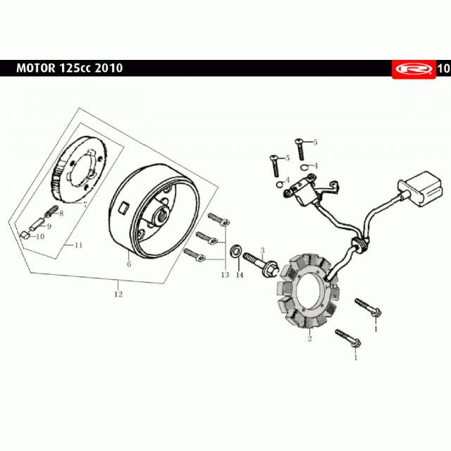 Stator, stojan Rieju MRT Marathon 125 AC, 0/227.010.0002